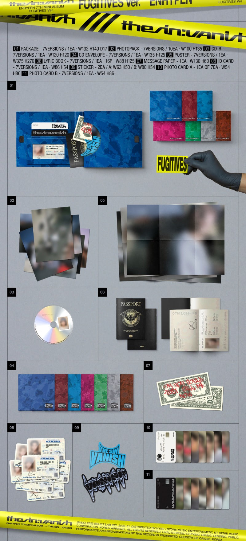 ENHYPEN - THE SIN: VANISH (FUGITIVES) + WEVERSE POB