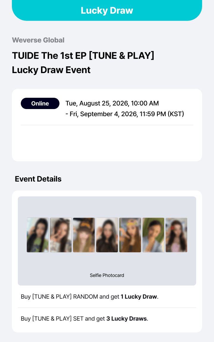 TUIDE - TUNE & PLAY + LUCKY DRAW
