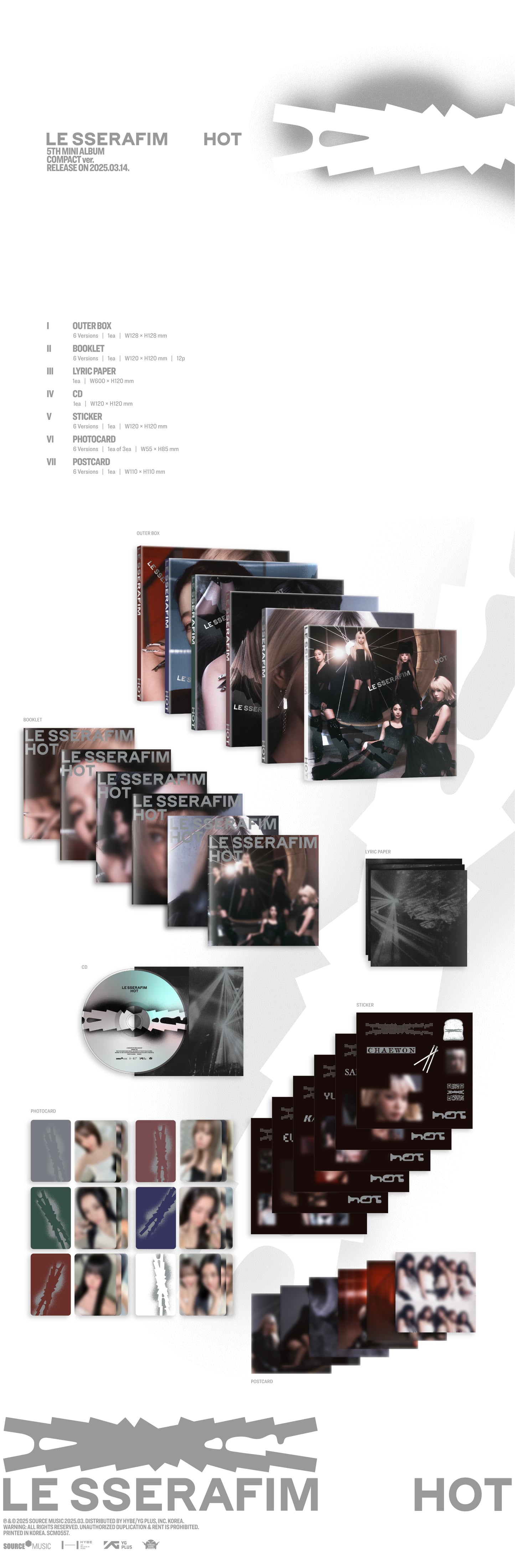 LE SSERAFIM - HOT (Compact Version) Member Choice + YES24 POB