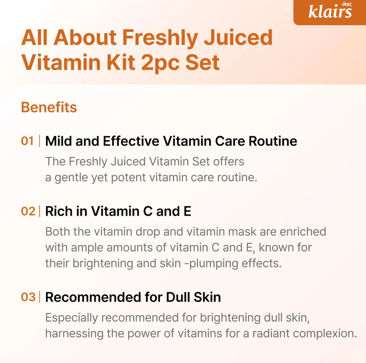 Dear, Klairs - Freshly Juiced Vitamin C Drop + Vitamin E Mask SET