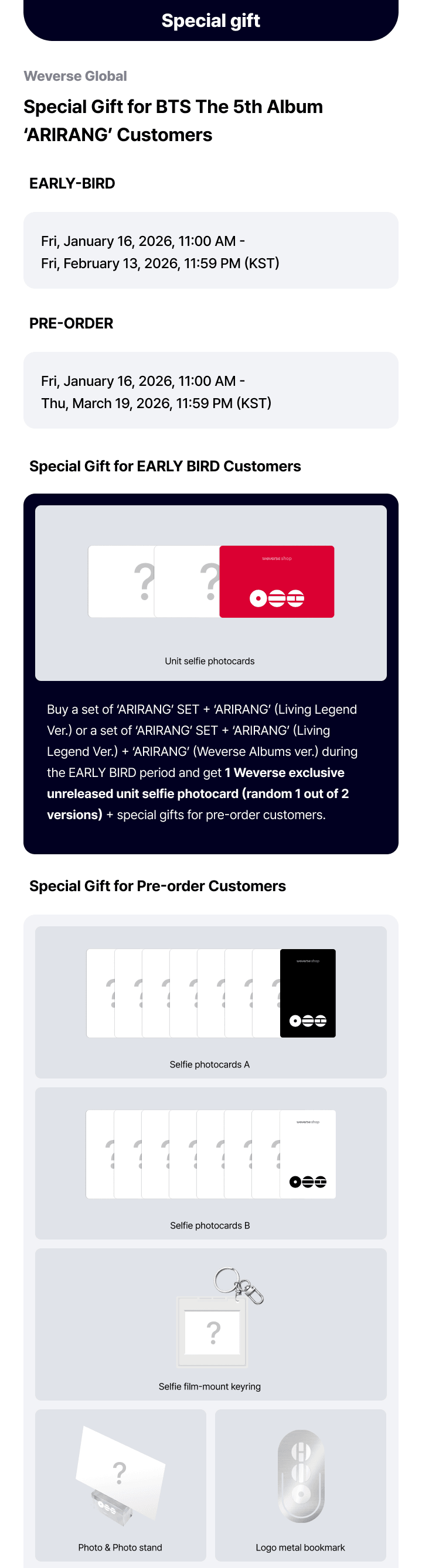 BTS - The 5th Album - [EARLY-BIRD] 'ARIRANG' (Set) + 'ARIRANG' (Living Legend Ver.) + 'ARIRANG' (Weverse Albums ver.) Set + WEVERSE POB