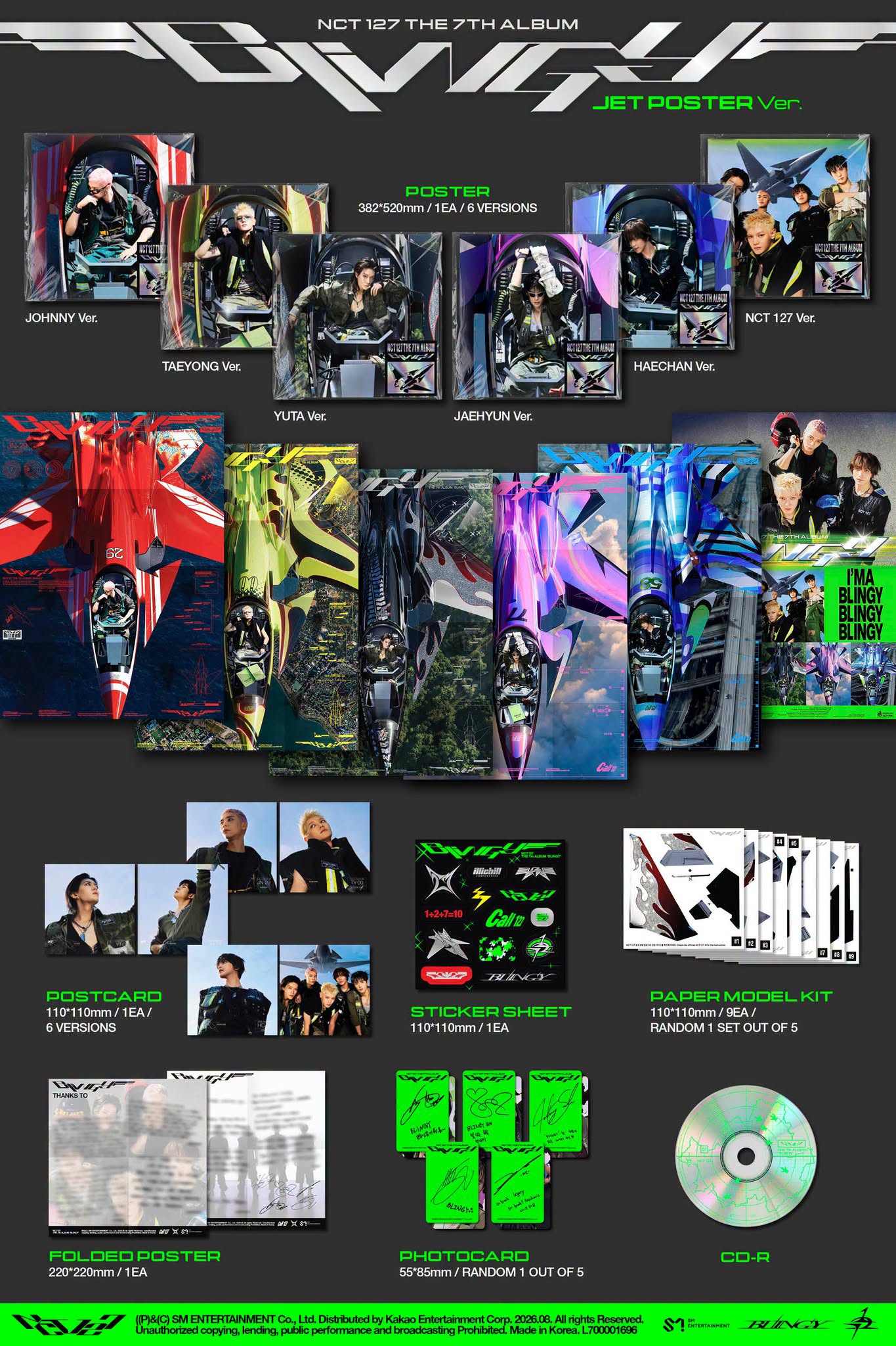 NCT 127 - BLINGY (JET Poster Ver.) + POB