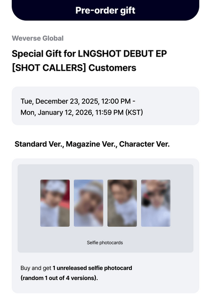 LNGSHOT - EP Album [SHOT CALLERS] (Character Ver.) LIMITED EDITION + FANPLEE POB