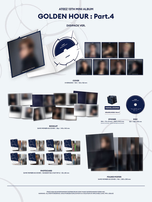 ATEEZ  - GOLDEN HOUR : Part.4 (13th Mini Album) DIGIPACK VER. + POB