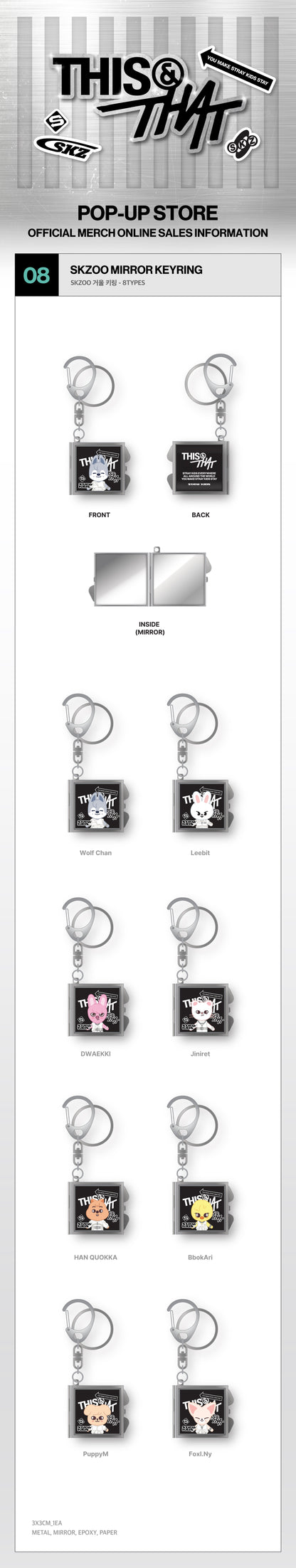 STRAY KIDS - MIRROR KEYRING [Week 1 THIS & THAT POP-UP MD]