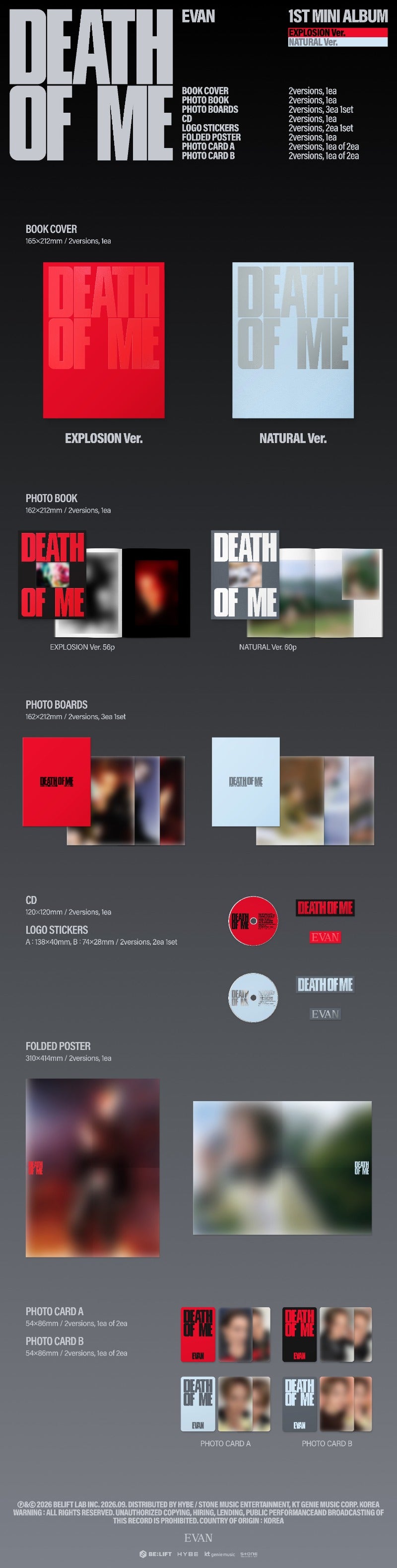 EVAN - DEATH OF ME (PHOTOBOOK VER.) + POB