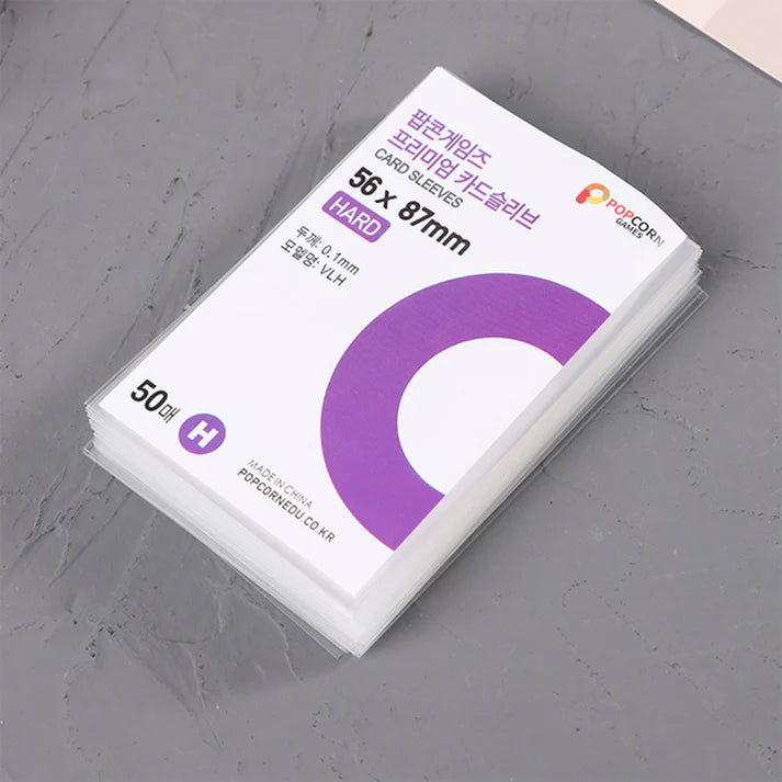 POPCORN GAMES - PREMIUM CARD SLEEVES - HARD - 50 SHEETS (56x87mm)