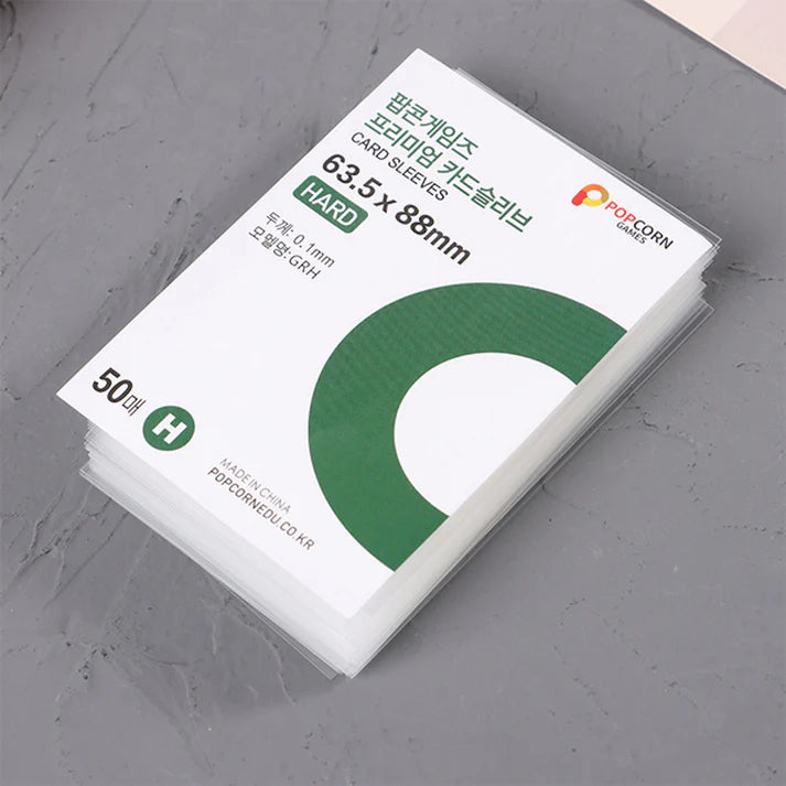 POPCORN GAMES - PREMIUM CARD SLEEVES - HARD - 50 SHEETS  (63.5x88mm)