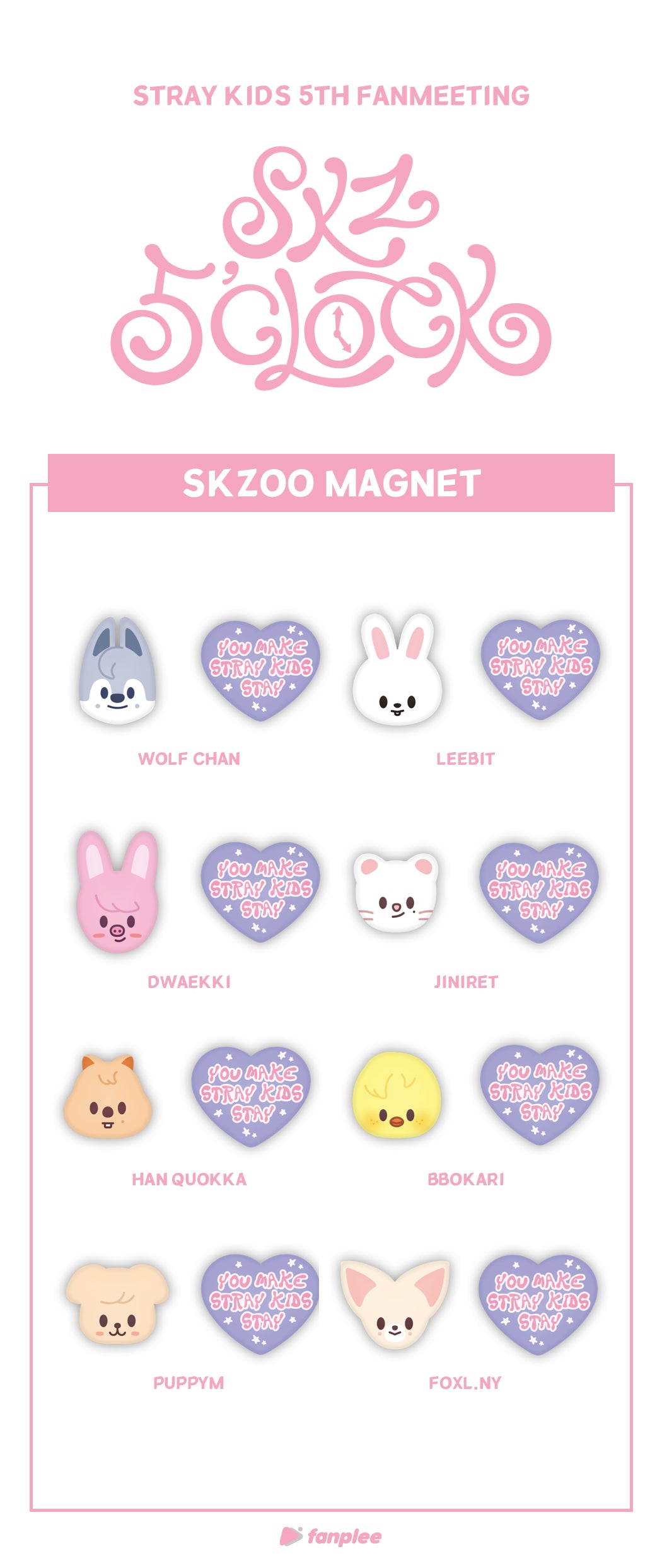 Stray Kids - [5th Fanmeeting [SKZ 5'CLOCK MD] MAGNET SET